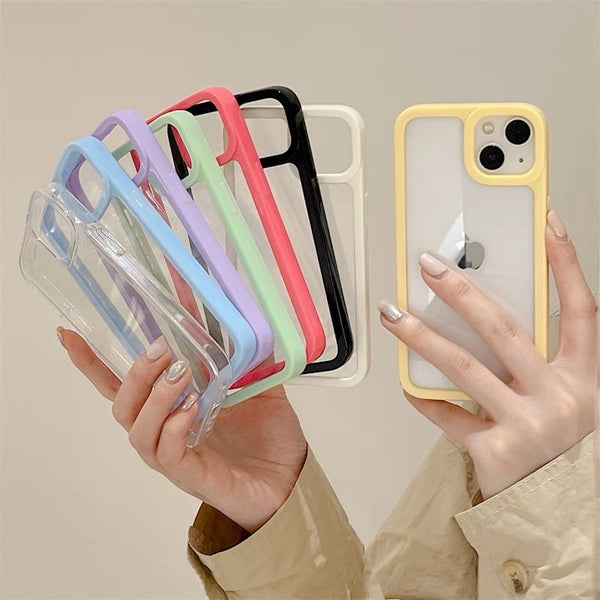 "Surrounded by lines" color frame clear smartphone case