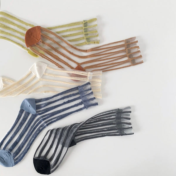 "Summer Breeze Stripe" See-through Socks