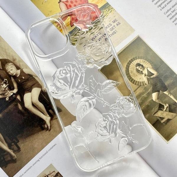 "Floating Rose" floral clear rubber smartphone case