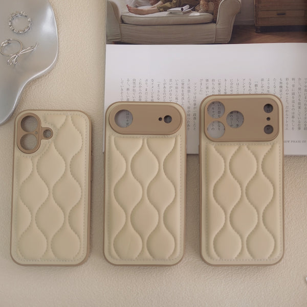 "White Quilt" PU Leather Smartphone Case for iPhone 17 Series