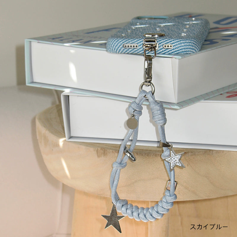「星の輝き」金属製スマホストラップ