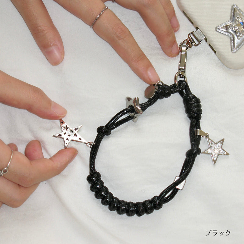 「星の輝き」金属製スマホストラップ