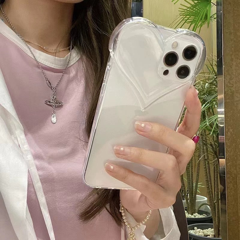 Heart design iPhone case with added transparency and cuteness