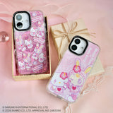 GAACAL × mezzo piano × Hello Kitty Interchangeable Smartphone Case Set [for PaleCase] MagSafe Compatible, Set Design b (Pink Leopard Print & Heart Stone)