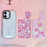 GAACAL × mezzo piano × Hello Kitty Interchangeable Smartphone Case Set [for PaleCase] MagSafe Compatible, Set Design b (Pink Leopard Print & Heart Stone)