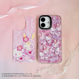 GAACAL × mezzo piano × Hello Kitty Interchangeable Smartphone Case Set [for PaleCase] MagSafe Compatible, Set Design b (Pink Leopard Print & Heart Stone)