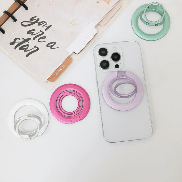 A double-sided magnetic smartphone ring stand that's both smart and beautiful to use.