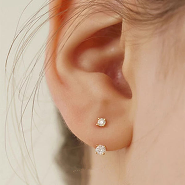 "2-point nailed" S925 petite diamond cut earrings