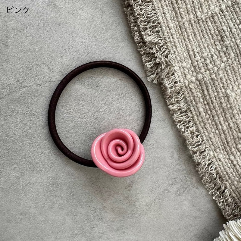 "Hanayui" rose motif hair tie