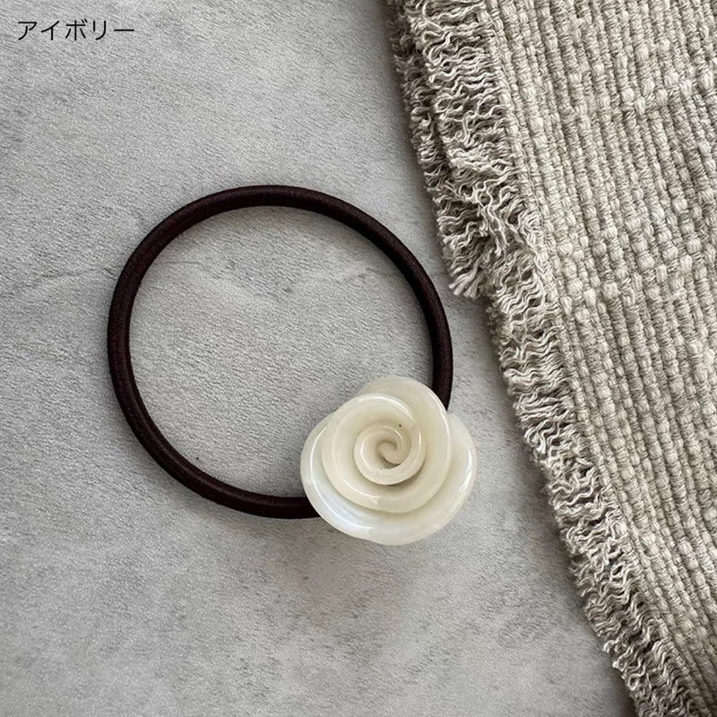 "Hanayui" rose motif hair tie