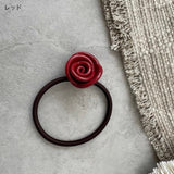 "Hanayui" rose motif hair tie