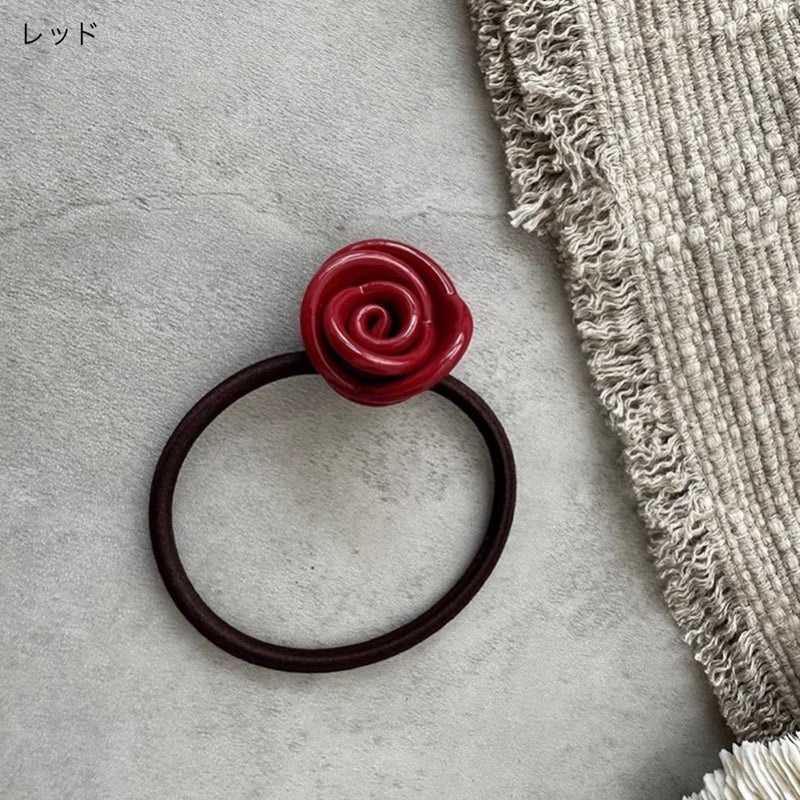 "Hanayui" rose motif hair tie