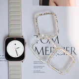"A cool, summery glow for your hand." Translucent handmade frame with shimmering gold leaf. My own Apple Watch, a tone brighter, that shines in the summer sun.