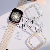 "A cool, summery glow for your hand." Translucent handmade frame with shimmering gold leaf. My own Apple Watch, a tone brighter, that shines in the summer sun.