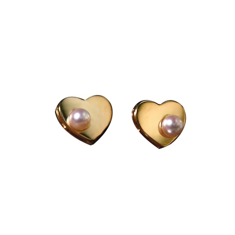 "One Grain of Love" S925 Heart Earrings with Pearl