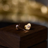 "One Grain of Love" S925 Heart Earrings with Pearl