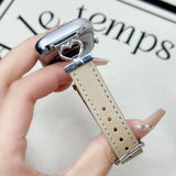 "Heart Elegance" Metal and PU Leather Apple Watch Band
