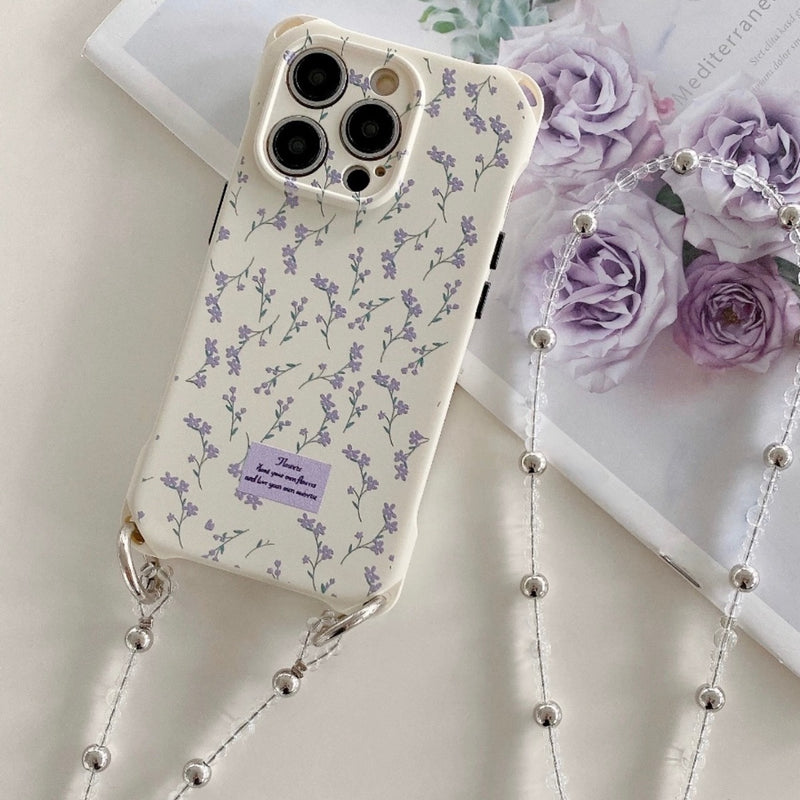 "Flower field in one hand" Floral smartphone shoulder strap