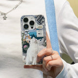 "Good-humored Cat" collage-style cat-patterned smartphone case