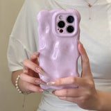 Niche Style Solid Color Wave Shell Phone Case for iPhone 16 Pro Max, Apple 17 New 14/15
