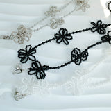 2-Way Handmade-Look Beaded Flower Chain | Simple and Cute Multi-Chain Decorated with Elegant Pearls and Rose Motifs