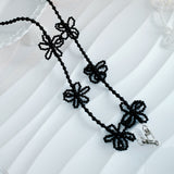 2-Way Handmade-Look Beaded Flower Chain | Simple and Cute Multi-Chain Decorated with Elegant Pearls and Rose Motifs