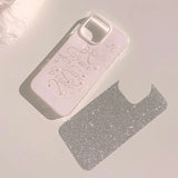 A cute pink iPhone case with the elegant sparkle of ribbons and pearls