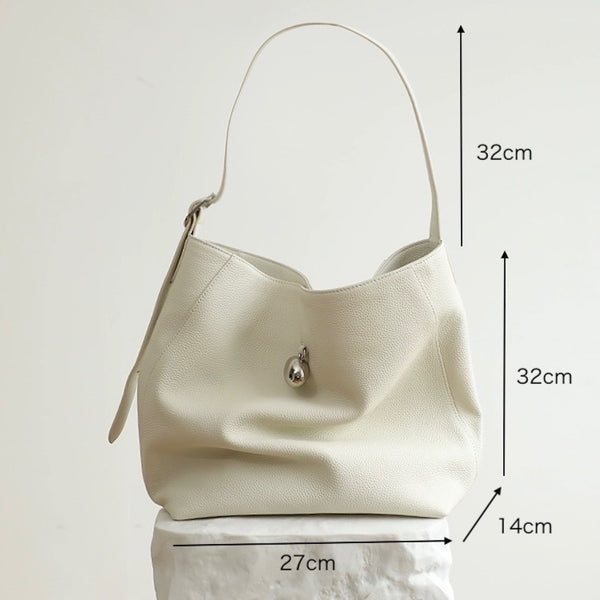 "Soft white" 2-way genuine leather bag