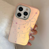An impact-resistant, adorably chic iPhone case with a shimmering pink laser and ribbon sparkling like the aurora.
