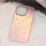 An impact-resistant, adorably chic iPhone case with a shimmering pink laser and ribbon sparkling like the aurora.