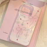 An impact-resistant, adorably chic iPhone case with a shimmering pink laser and ribbon sparkling like the aurora.