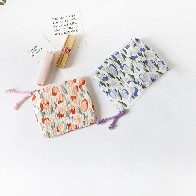 "Wrapped in a flower field" floral pouch