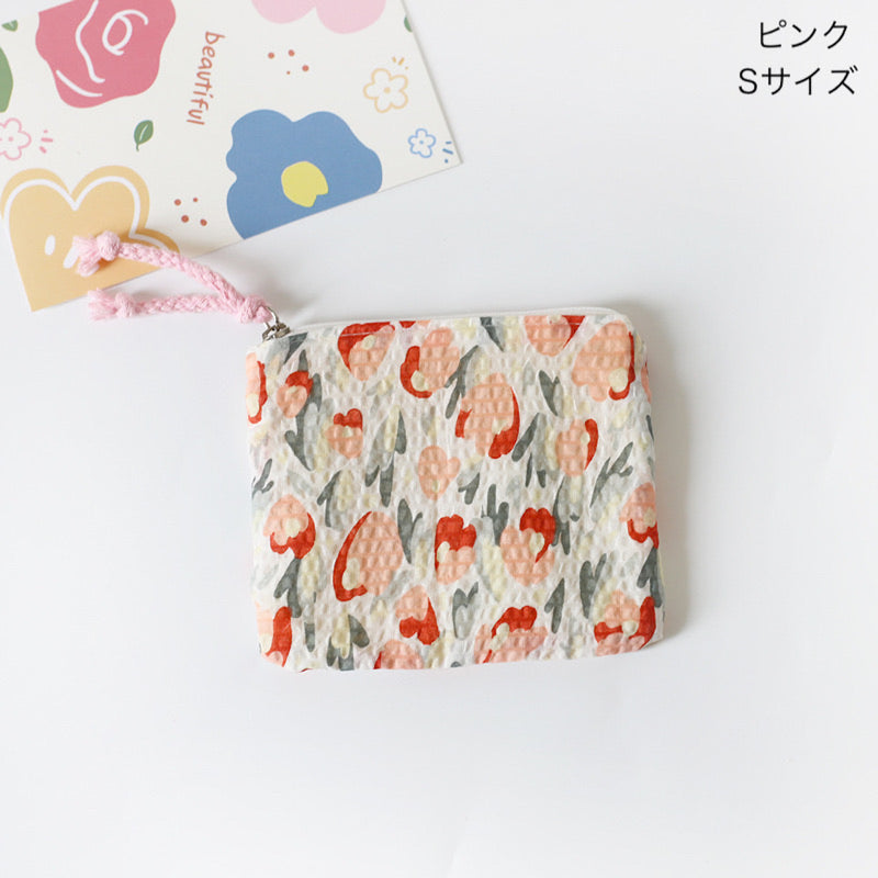 "Wrapped in a flower field" floral pouch