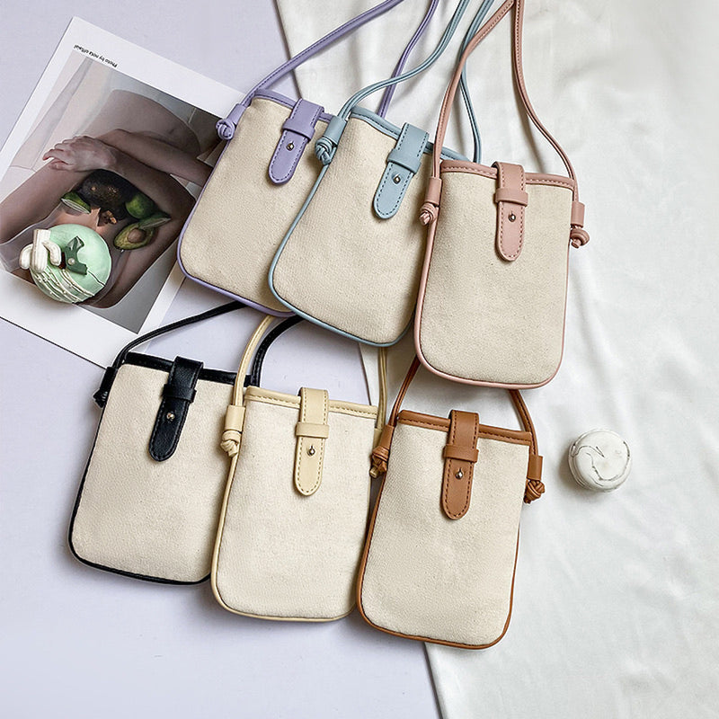 "Natural Pochette" PU Leather Mini Shoulder Bag