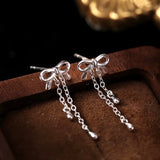 "Shake the World" Ribbon &amp; Chain S925 Earrings