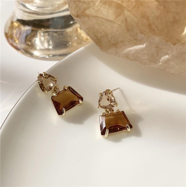 "One stone for adults" brown stone earrings