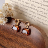 "One stone for adults" brown stone earrings