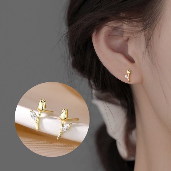 "Adult One Flower" S925 Tulip Earrings