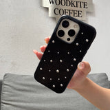 "Classic Luxe" PU Leather Pearl iPhone Case