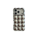 Niche Plated Monochrome Bubble Shell Case for iPhone 16/17 Pro Max/14/15 New Model