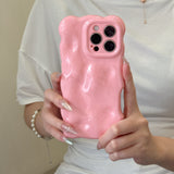 Niche Style Solid Color Wave Shell Phone Case for iPhone 16 Pro Max, Apple 17 New 14/15