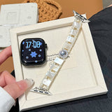 「いつもの私が少し華やぐ」シェル＆パール ビジュー Apple Watchバンド | iwatchs98世代SEUltraストレッチロープストリーマーマザーオブパールストレッチストラップfor apple S 10/11