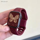 "3D Flower &amp; Butterfly Pattern" Silicone Apple Watch Band