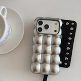 Niche Plated Monochrome Bubble Shell Case for iPhone 16/17 Pro Max/14/15 New Model