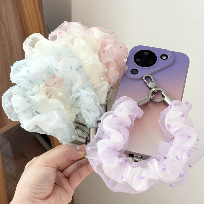 "Sheer Frills on Your Wrist" Double-Layer Organza Smartphone Wrist Strap