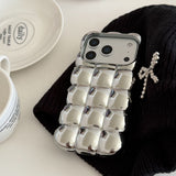 Niche Plated Monochrome Bubble Shell Case for iPhone 16/17 Pro Max/14/15 New Model