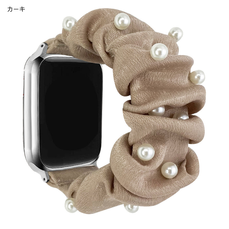"A Spoonful of Elegant Pearl" Satin Scrunchie Apple Watch Band