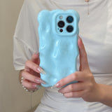 Niche Style Solid Color Wave Shell Phone Case for iPhone 16 Pro Max, Apple 17 New 14/15