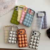 Niche Plated Monochrome Bubble Shell Case for iPhone 16/17 Pro Max/14/15 New Model
