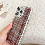"Bear Check" Silver Frame iPhone Case